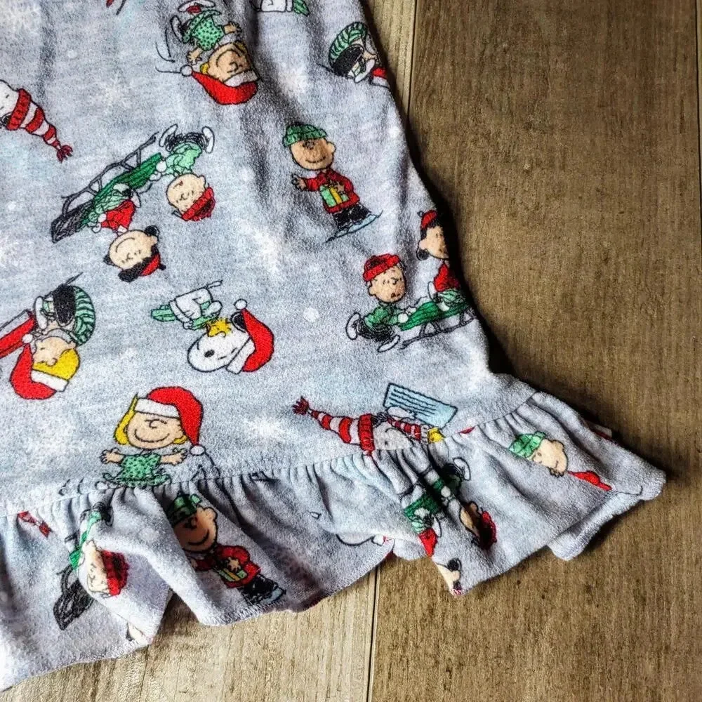 Peanuts Toddler Girls' Snoopy Holiday Christmas Soft Woven Pajama Nightgown 2T